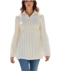 J-Jill Cotton Nylon Angora Rabbit Hair Blend Cream‎ Sweater Size XS